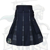 Black and Night Watch Tartan Hybrid Kilt – Premium Scottish-Inspired Hybrid Wear
